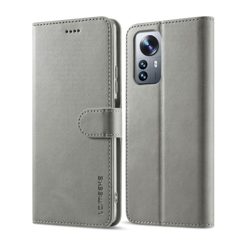 LC.IMEEKE Calf Texture Leather Phone Case for Xiaomi 12S Pro (Grey)