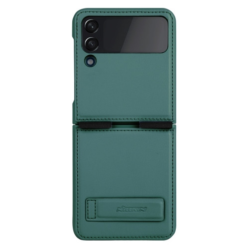 NILLKIN QIN Series Plain Leather Phone Case for Samsung Galaxy Z Flip 4 (Green)
