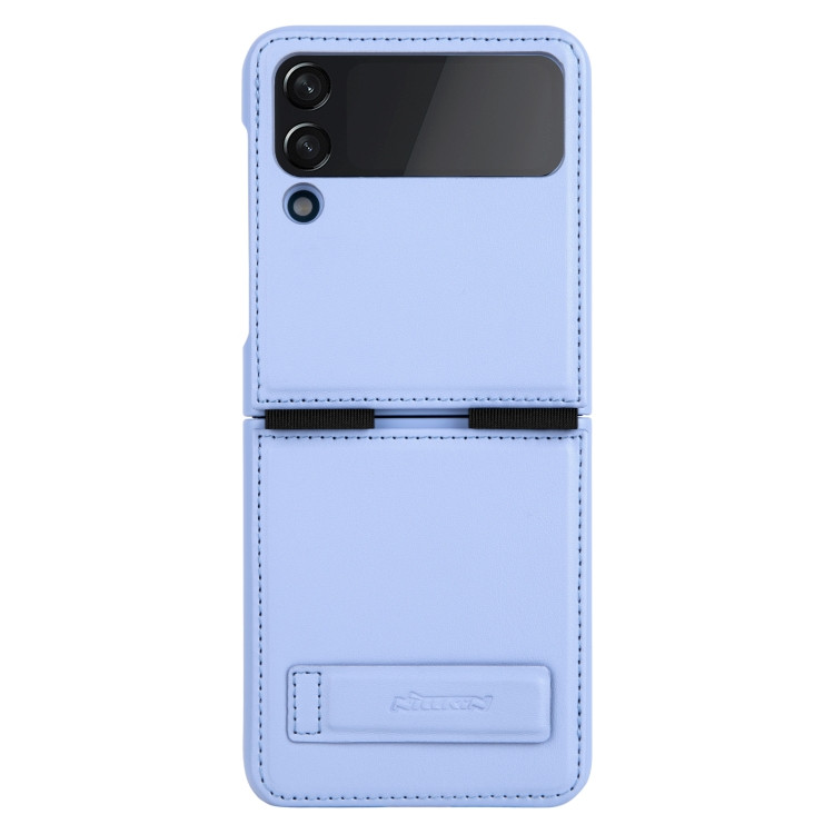 NILLKIN QIN Series Plain Leather Phone Case for Samsung Galaxy Z Flip 4 (Blue)