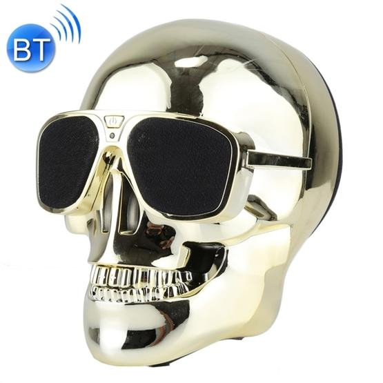 Sunglasses Skull Bluetooth Stereo Speaker(Gold)