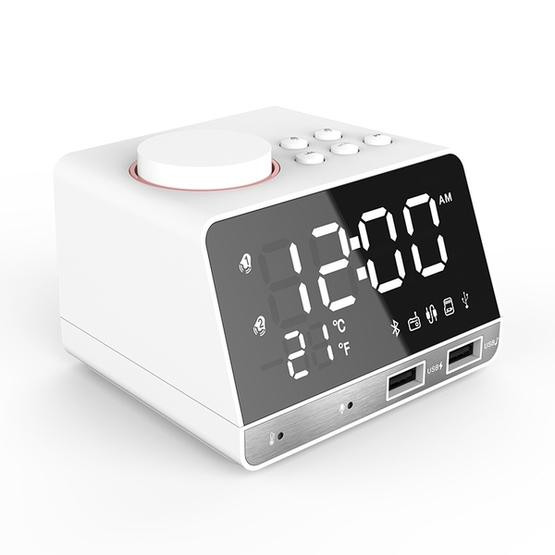 K11 Creative LED Bluetooth 4.2 Speaker Alarm Clock Music Display Radio(White)