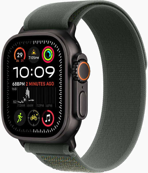 Apple Watch Ultra 2 GPS + Cellular 49mm Black Titanium Case with M/L Green Trail Loop