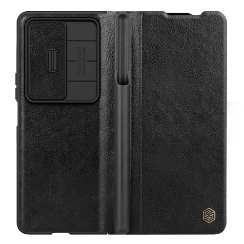 NILLKIN QIN Series Pro Sliding Camera Cover Design Leather Phone Case for Samsung Galaxy Z Fold 4 (Black)