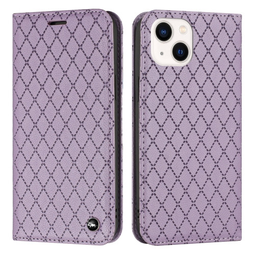 Diamond Lattice Flip Leather Phone Case for iPhone 14 (Purple)