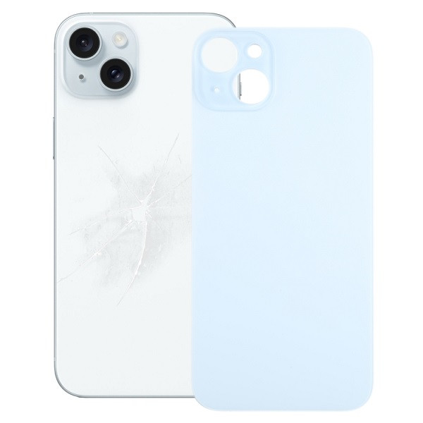 Easy Replacement Big Camera Hole Glass Back Battery Cover for iPhone 15 Plus (Blue)