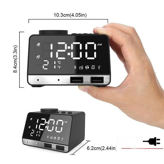 K11 Creative LED Bluetooth 4.2 Speaker Alarm Clock Music Display Radio(Black)