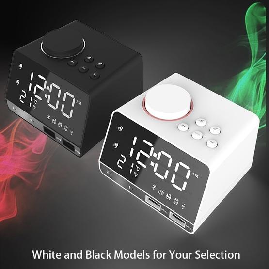 K11 Creative LED Bluetooth 4.2 Speaker Alarm Clock Music Display Radio(Black)