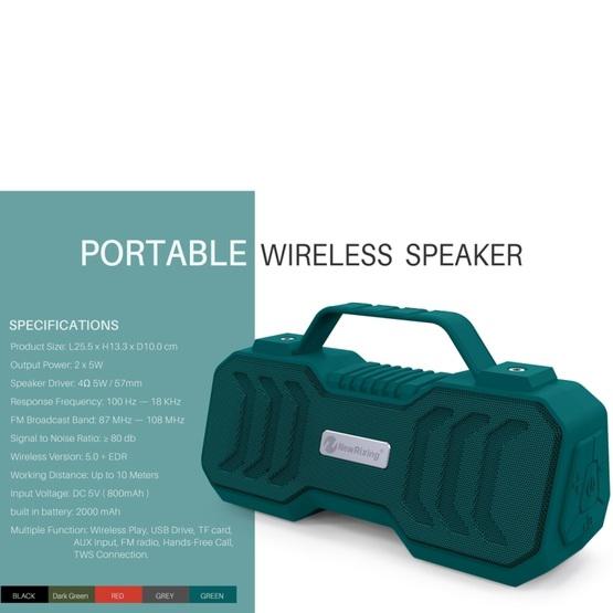 NewRixing NR-4500 Portable Wireless Bluetooth Stereo Speaker Green