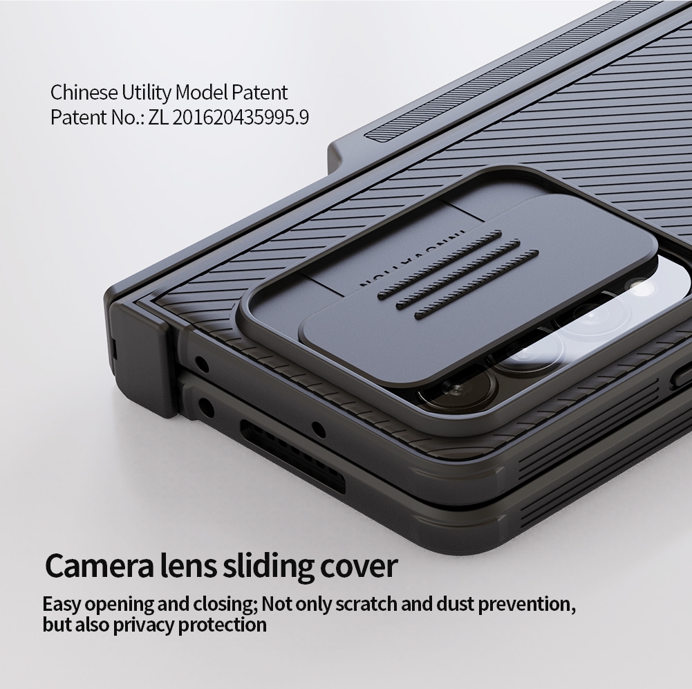 NILLKIN Black Mirror Pro Series Camshield PC Phone Case with Pen Slot Set Version for Samsung Galaxy Z Fold 4 (Blue)