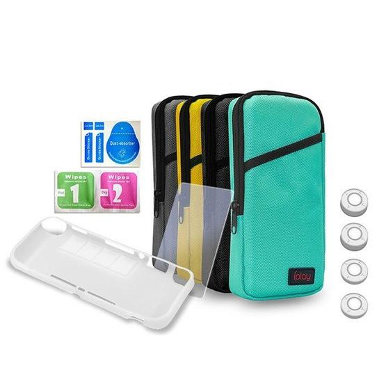 iplay Host Storage Bag Tempered Film + Rocker Cap + Protective Shell 7 in 1 Protection Bag Soft Bag Set For Switch Lite(bBack )